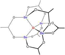 Molecular structure of beryllyium oxoacetate Be4O(OAc)6