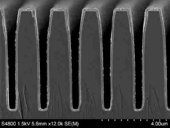Fig. GST layers deposited in trenches using Ti(SiEt3)2 by ALD