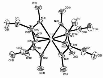 Fig. Molecular structure of Hafnium (IV) tetrakis(N,N’-dimethylbutyramidinate)