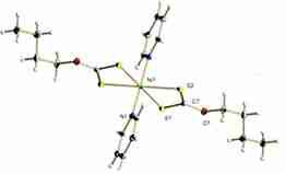Fig. Crystal strucutre of Ni(nBuOCS2)2(py)2
